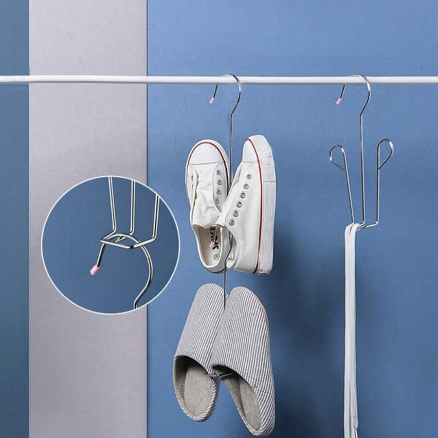 4pcs Shoes Drying Rack, Stainless Steel Shoe Hangers For Household, Stainless Steel Shoe Hangers - 2/4 Packs, Metal Space-Saving Rack With Hooks For Closet Organization, Unfinished Metal Construction, Waterproof And Rust-Resistant, Easy To Assemble, Versatile Home And Laundry Footwear Storage Accessory,Spring,Minimalist,Summer Tops
