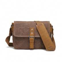 SLR Camera Bag, Waterproof Wax Canvas Bag Vintage Camera Case Messenger Bag With Interlayer Pad - Khaki - View 1