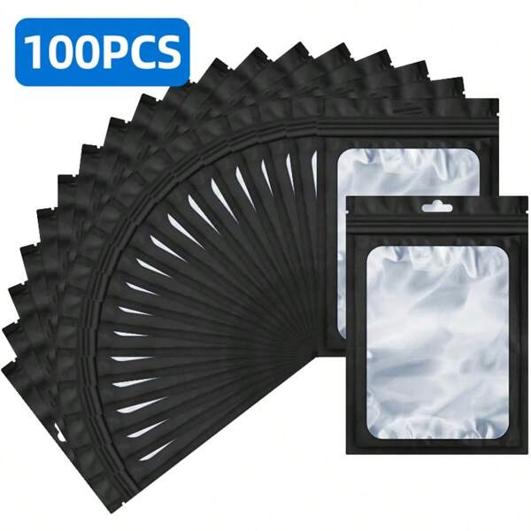 100 Stück wiederverschließbare Beutel, geruchsdichte Lebensmittelbeutel mit Sichtfenster, Verpackungsbeutel für Proben, Snacks, Kekse, Schmuck