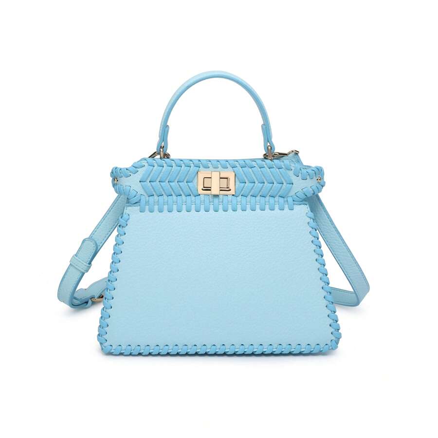 Borsa elegante con dettagli intrecciati e tracolla regolabile - Blu - Visualizzare 1