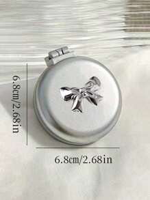 Featuring A Silver Bow Decoration 2-In-1 Foldable Comb & Makeup Mirror – Portable,Exquisite Bow Decoration, Tabletop, Contemporary Beauty Tool For Travel,Folding Comb With Makeup Mirror, Easy To Carry, Perfect For Travel Outgoing Use