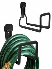 金属花园软管支架重型水管悬挂器壁挂式花园水管挂钩车库软管存储支架收纳器花园壁挂式支架带两个螺丝 - 彩色 - 查看 13