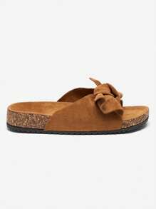 Women's -Suede Slippers With A Bow In Blue Dofro- Footwear