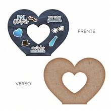 Deliquadros Kit c/ 20 unidades Porta Retrato + Chaveiro Presente Dias dos Pais Coração Personalizado MDF - HT0020 - Visão 4