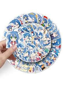 50pcs Cute Lucky☆Star Izumi Konata Mix 1.5-2.0 Inches PVC Cartoon Waterproof Graffiti Stickers For Office Supplies Phone Motorcycle Helmet Computer Cars Guitar Boot Home