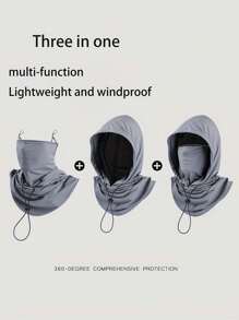 1 pièce Cagoule de protection solaire en soie de glace unisexe - Cache-visage complet résistant aux UV pour le cyclisme - Écharpe tube respirante, sans couture et réglable au cou avec cordon de serrage, couvre-chef pour moto, vélo, pêche avec oreilles pendantes, masque solaire pour femmes, capuche de cyclisme pour hommes