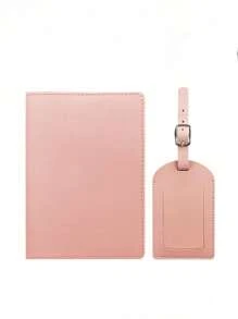2 stuks gepersonaliseerde aangepaste fotobagagelabel + paspoorthoesset, geschikt voor bagage en handtas, draagbaar, multifunctioneel, lichtgewicht, modieus, kleurrijk, minimalistisch, schattig, vakantiesfeer/vakantie, minimalisme, basic felroze op maat, unieke ontdekking, wintermode, kerst-/vakantiecadeau, gepersonaliseerd cadeau voor vrouwen