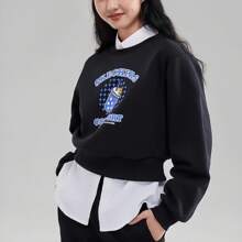 Skechers 女士保暖内衬超大款波霸茶熊短款运动衫 - 黑色 - 查看 3