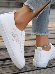 Women's White Sneakers, Versatile Casual Flat Lightweight Sports Shoes - White - View 7