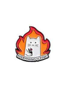 1 pieza Broche de metal con forma de papas fritas, donut o gato de la serie de alimentos con diseños de dibujos animados, versátil para ropa, uso diario o para eventos