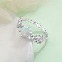 1pc Women's Australian Fire Opal Ring,Custom Text,Bohemian Gemstone • Witch's Ring,Opal Jewelry, Birthstones, Blue Opal, Gem Rings, Personalized Gifts - Silver - View 3