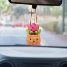 1 pieza de adorno colgante para el espejo retrovisor, hecho a mano en estilo bohemio, accesorio ideal para mujeres, niñas, amantes de suculentas/cactus, decoración interior verde para el coche, también apto como accesorio colgante para camiones, decoraciones y regalos de boda, decoración del hogar