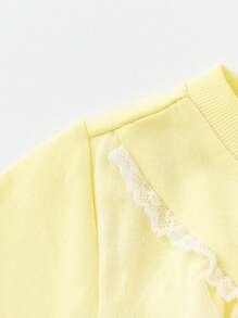 Balabala Baby Girls' T-Shirt, 2025 Summer Sweet Mesh Top - Light Yellow - View 4