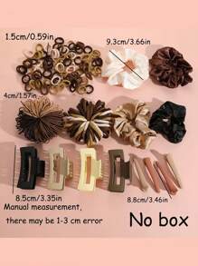 VBOOR 262 Pieces/Set Chocolate Color Hair Accessories Set, Including Hair Scrunchies, Square Gear Clip, Straight Clip, Hair Rope, Hair Bundle, Etc. - Suitable For Ladies And Girls, Daily Styling Essential - Elegant And Intellectual Headdress, Suitable For Daily Life And Party - 2025 New Fashion