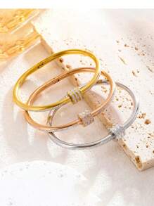 1 pulseira minimalista de aço inoxidável banhada a ouro com strass, presente adequado para o dia dos namorados e dia das mães