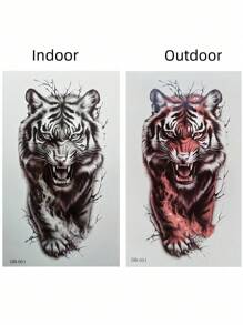 5 hojas de tatuajes temporales de lobo para adultos, pegatinas de tatuajes de animales, tatuajes falsos realistas de tigre para adultos en el hombro y el cuello, para hombres y mujeres, con colores brillantes y sensibles a la luz