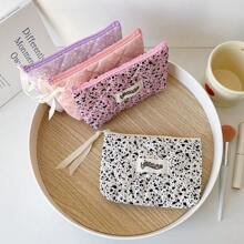 Simple Splashed Ink Cloth Storage Bag Student Portable Makeup Handbag Cosmetic Lipstick Bluetooth Earphone Storage Pouch