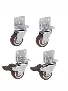 4pcs L-Shaped Universal Universal Wheel 1.25 Inch Flower Stand Table Mobile Wheel Roller Wheel Mute Caster Crib Ply Pulley(2 With Brakes + 2 Without Brakes)