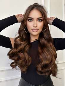 20 英寸 1 件装 3/4 全头卷发夹 合成接发 女士假发 5 个夹子 - 黑色 - 查看 6