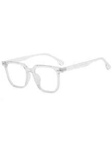 1 件男士时尚纯色玻璃镜框，2025 新款方形百搭复古休闲裸脸，适合电脑、手机、书籍和游戏使用