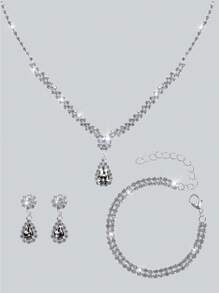 Shiny And Elegant Pleated Women's Evening Bag With Charming Rhinestone Pendant Necklace, Bracelet, Earrings, Gorgeous And Exquisite Party Clutch, Perfect Purse For Party Girls, Brides, College Students, Shoulder Crossbody Bag With Detachable Metal Chain, Perfect For Prom, Banquet, Party, Wedding, Holiday Party, Best Gift