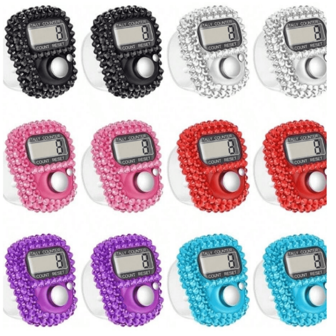 1pc Mini Diamond Counting Ring, Rhinestone Decorated Finger Ring Tally Counter, Fashionable & Portable
