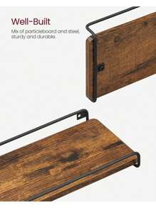 VASAGLE Floating Shelves, Set Of 2, L-Shaped Corner Shelves For Wall, Corner Wall Shelf, Industrial Style, For Living Room, Bedroom, Kitchen - Rust Brown - View 4