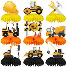 9 件建筑派对中心装饰蜂窝汽车卡车区域中心装饰 3D 桌面装饰适用于淋浴生日派对礼品用品﻿ - 彩色 - 查看 6
