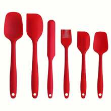 6 Pieces Silicone Kitchen Kitchenware Set - Non-Stick Heat Resistant Baking Tool With Scraper, Brush & Flipper - Cooking Accessories, Baking Tools For Baking, Cooking & Mixing, Dishwasher Washable, Easy To Clean, Kitchen Utensils, Kitchen Supplies