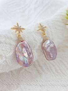 一对女士巴洛克仿珍珠S925银针耳环，原创小众设计，手工艺术风格精致仿珍珠耳环，温柔优雅耳环，轻奢 - 彩色 - 查看 12