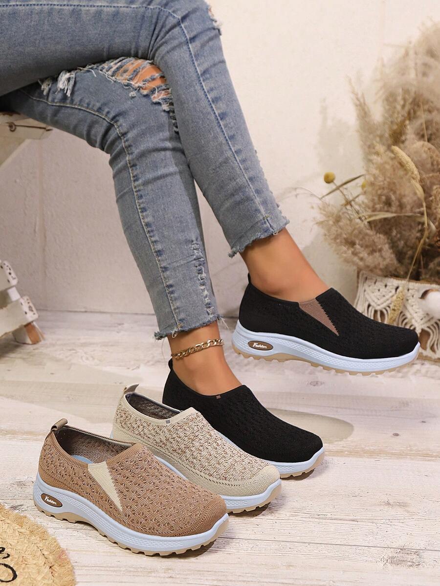 New Spring Autumn Mesh Slip-On Shoes, Comfortable Breathable Casual Versatile Shoes For Middle-Aged And Elderly Women