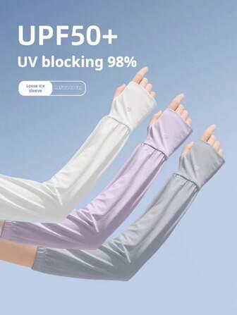 1 Pair Anti-UV, Breathable Arm Sleeves, Suitable For Daily Sun Protection, Outdoor Sports, Hiking, Beach, Driving, Cycling, With Extended Fingerless Gloves For Beach, Leisure, Holiday, Party, Office, Home Use