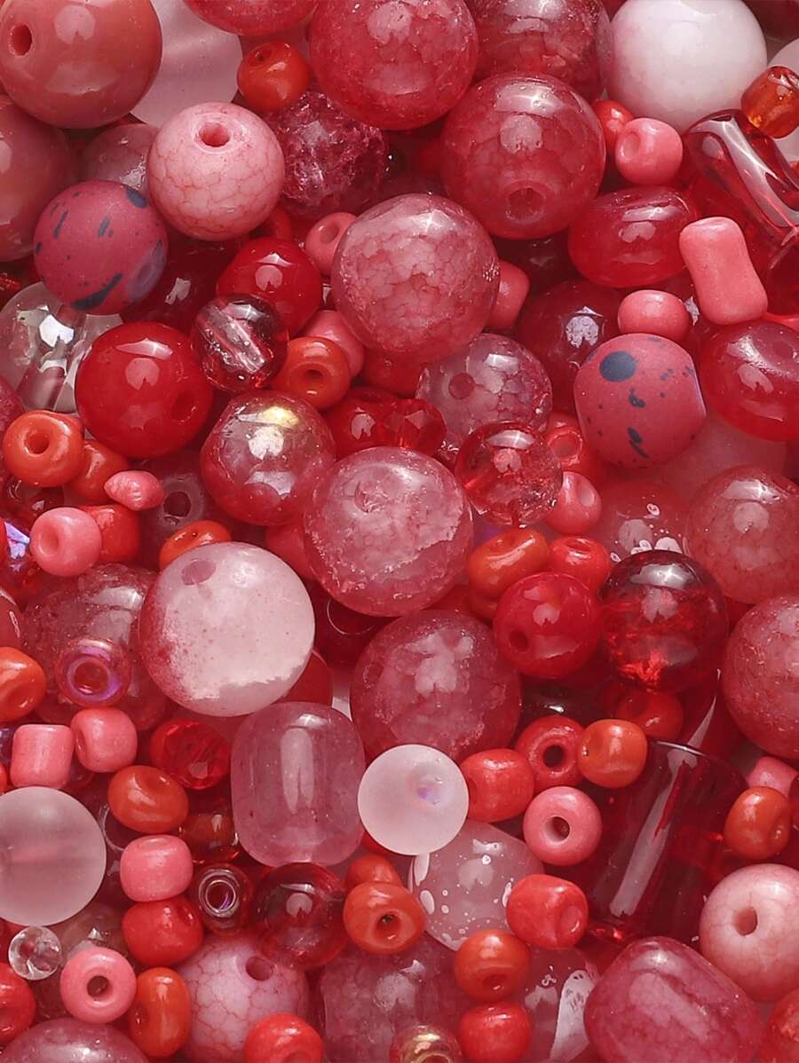 beadia 30-90g/Pack, 3-12mm Mixed Red Glass Beads, Suitable For DIY Jewelry Making, Necklaces And Bracelets Crafts, Women Handmade Materials