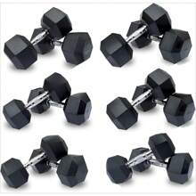 12.5kg Dumbbell Hex Weight Pair - Black - View 1