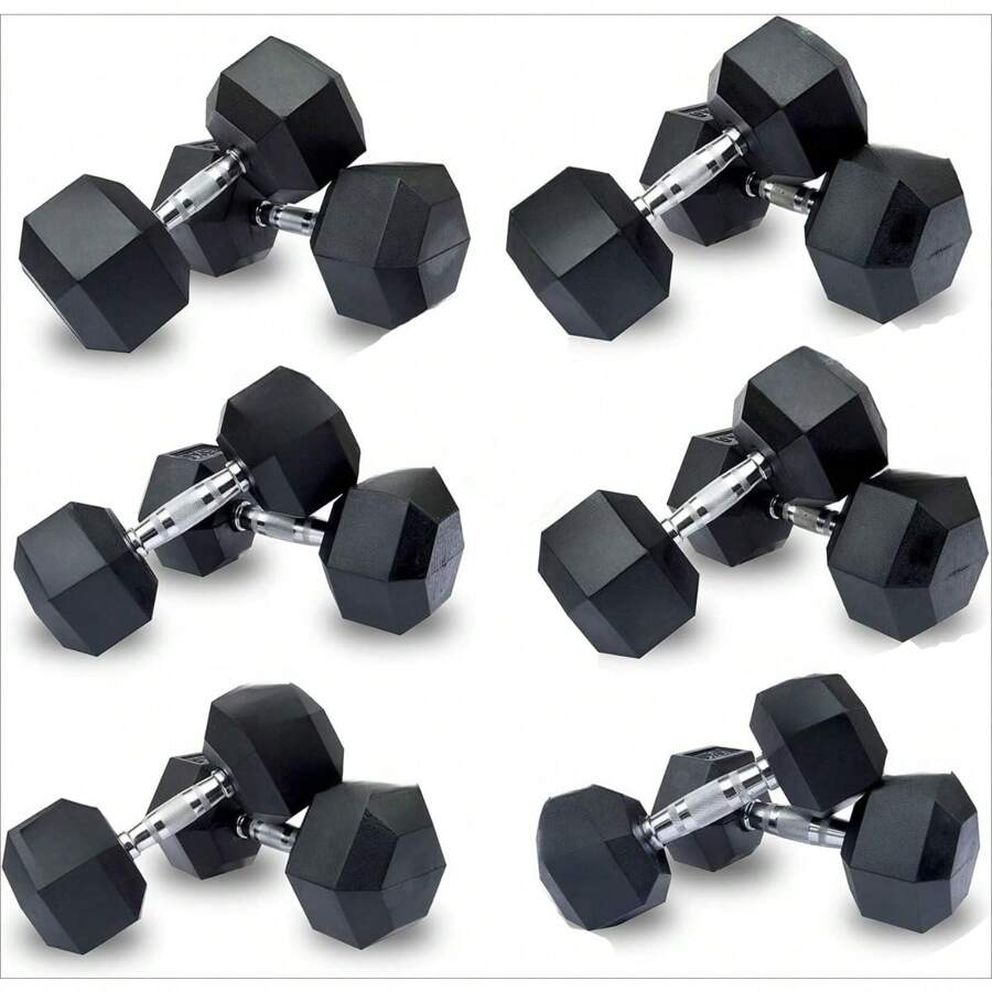 12.5kg Dumbbell Hex Weight Pair - Black - View 1
