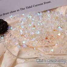 Mini asymmetrische Form Aurora Strass Nail Art Dekoration, kleine Nail Jewelry und Accessoires, super glänzende Nail Zubehör Nägel Nail Charms Nail Gems