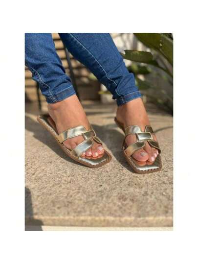 Sandália Chinelo Rasteirinha Feminina H Simples Dia a Dia Casual Barato