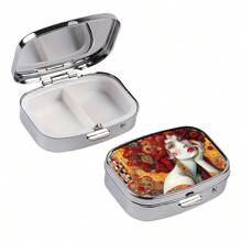 1pc Artistic Figure Design 2-Compartment Pill Box, Medicine Organizer For Pocket, Purse & Travel