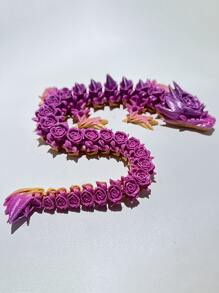 3D Printed Vivid Rose Dragon Sculpture - Flexible Joints, Multi-Colored, Suitable For Home And Office Decor, Great For Bookshelf, Living Room, Desk, Dragon Decoration