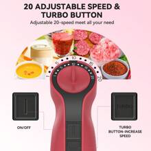 LINKChef Immersion Blender, 20 Speed 1000W 5-In-1 Immersion Hand Blender, Mode Hand Blender, Food Processor With, 600ml Glass Meter Kitchen Blender (Black) - Red - View 4