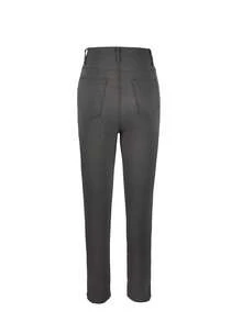 Women's Solid Color Front Button Multiple Pockets Casual Pants, Suitable For Daily Wear And Business - Dark Grey - View 6