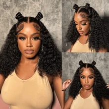 HJ WEAVE BEAUTY 13x4 Lace Front Human Hair Wigs Pre Plucked With Baby Hair Brazilian Body Wave Wigs For Women Natural Hairline 180 Density - Natural Black - 查看 7