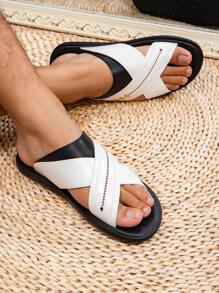 Men's Sandals Men's Arabic Sandals Formal Slippers - White Black - View 3