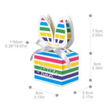 3/5/10 sztuk Wielkanocne Przyjęcie Tęczowe Pasiaste Królicze Pudełka Prezentowe, Słodkie Królicze Duże Uszy Kwadratowe Pudełka Do Pakowania Piekarni, Dekoracja Parapetu, Komercyjny Festiwal Atmosfera Dekoracji