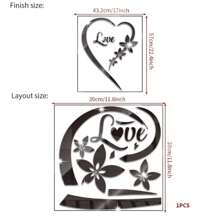 1 Peça Adesivo de parede decorativo de espelho de coração romântico, adesivo de espelho acrílico de coração romântico removível autoadesivo, adesivos decorativos de sala de estar e quarto, espessura de 1 Peça mm