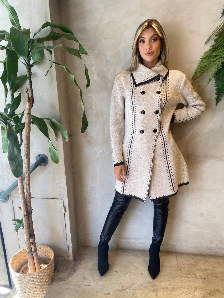 Overcoat Long Knit Coat Winter New Arrival Women's Fashion Chic Women Elegant Paris - 沙 - 查看 1