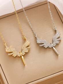 1 件精致天使翅膀吊坠项链，简约而奢华的欧美设计