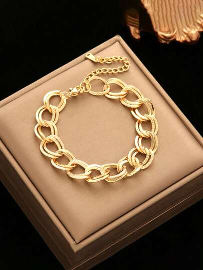 1pc Stainless Steel Unique Design Bracelet For Women, Suitable For Daily Wear And Gift
