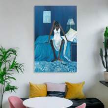 Blue Monday Melancholy Woman Poster - Wooden Frame Canvas Painting 1 Piece (3) Thickness 2.25cm / 0.9inch , Home Gift Decoration, Room Decoration Aesthetics, Wall Decoration Art, Perfect Gift, Autumn Winter Wall Decoration, Living Room Decoration, Bedroom Decoration, Kitchen Decoration, Entrance Decoration, Bathroom Decoration, Direct Wall Painting, High-Quality Wall Painting Poster - 藍色 - 查看 5