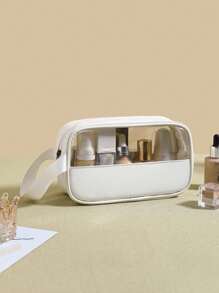 大容量防水化妆收纳袋 透明袋 旅行洗漱包 透明便携设计和双手柄 - 非常适合整理化妆品和洗漱用品 收纳包 化妆包 化妆品收纳包 护肤包 时尚简约洗漱包 沙滩包 旅行化妆包 返校浴室宿舍必需品 旅行必需品 旅行配件 海滩夏季度假旅行必备品